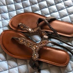 Jeweled flats with backstrap